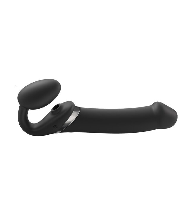 Rimba Strap-On-Me - Multi Orgasm - Strap-On Vibrator met Lik Stimulator Maat XL - Zwart