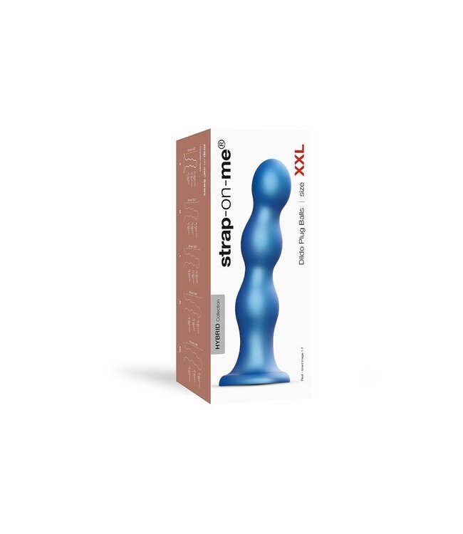 Rimba Strap-On-Me - Dildo Plug Balls Maat XXL - Metallic Blauw