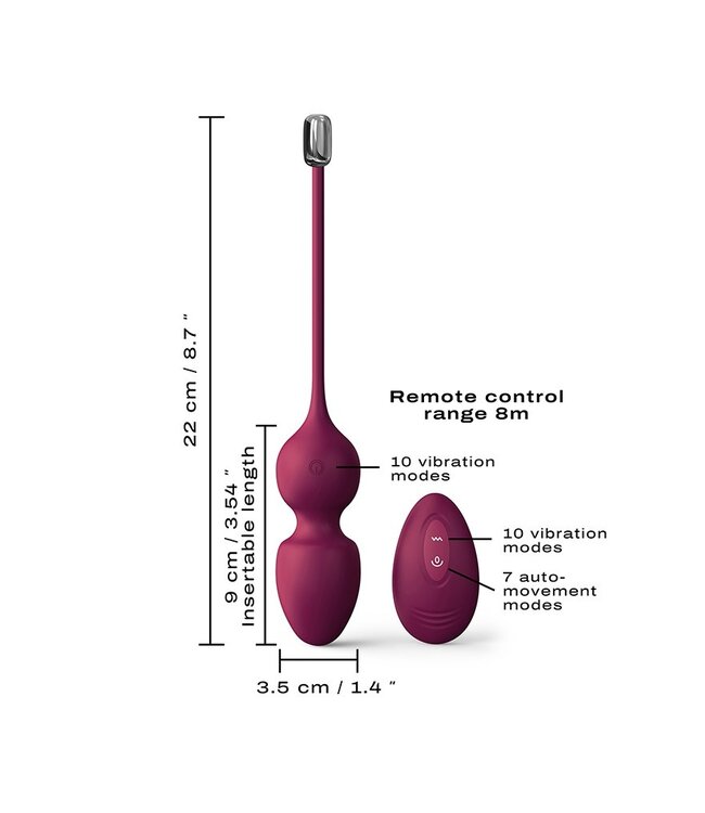 Rimba Dorcel - Love Balls - Vibrerende Kegel Balletjes met Afstandsbediening - Plum