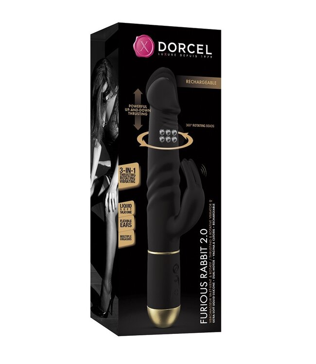Rimba Dorcel - Furious Rabbit 2.0 - Thrusting en Rotating Vibrator - Zwart - 6072523
