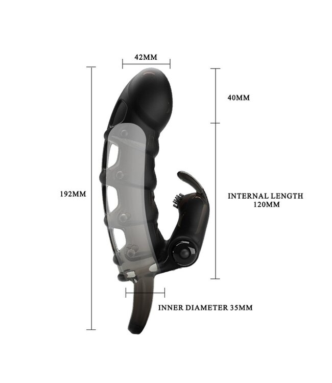 Rimba Pretty Love - Cuper - Penis Sleeve + Rabbit Vibrator - Zwart