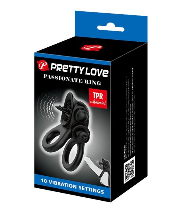 Rimba Pretty Love - Passionate Ring - Vibrerende Cockring - Zwart