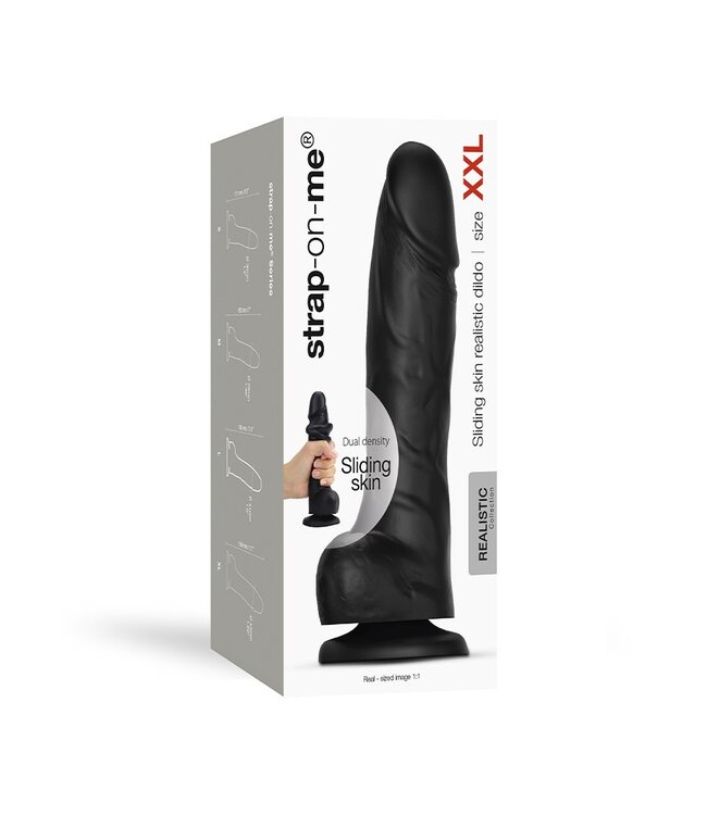 Rimba Strap-On-Me - Sliding Skin Realistic Dildo Maat XXL - Zwart