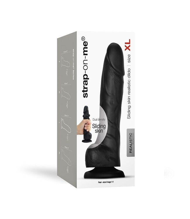 Rimba Strap-On-Me - Sliding Skin Realistic Dildo Maat XL - Zwart