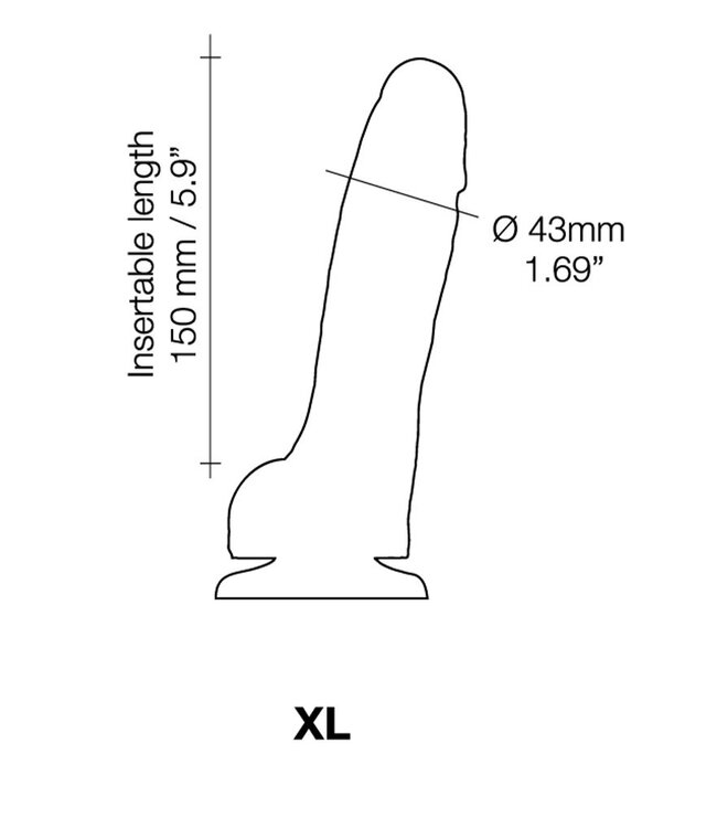 Rimba Strap-On-Me - Sliding Skin Realistic Dildo Maat XL - Zwart