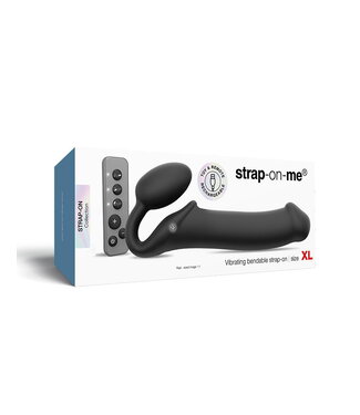 Rimba Strap-On-Me - Buigbare Strap-On Vibrator met Afstandsbediening Maat XL - Zwart