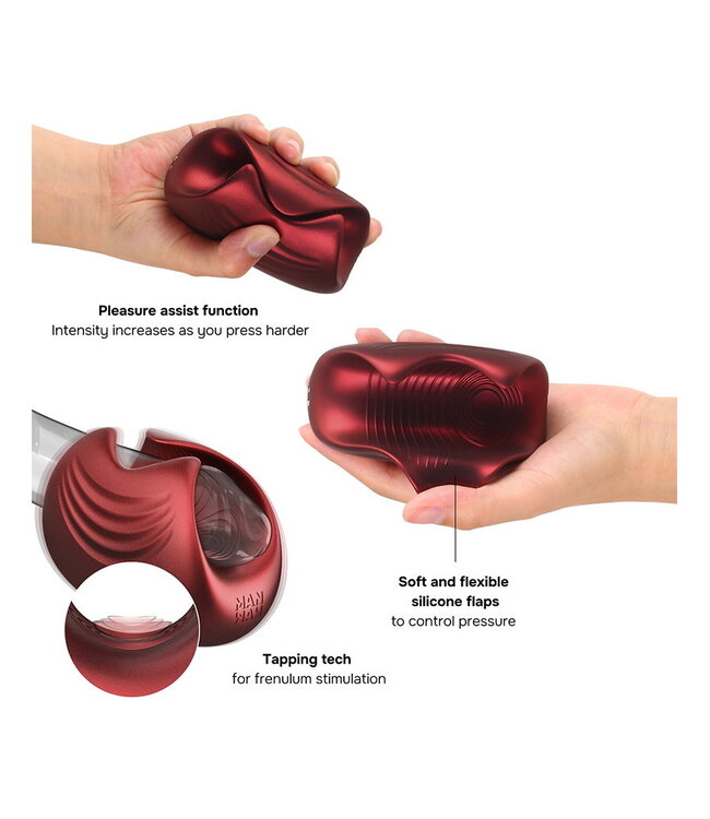 Rimba MANWAN - Sub One - Vibrerende Masturbator met Tapping Feature - Velvet Red