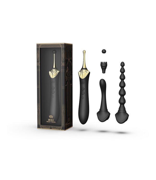 Rimba ZALO - Bess 2 - Verwarmende Clitoris Massager met 4 opzetstukken - Zwart