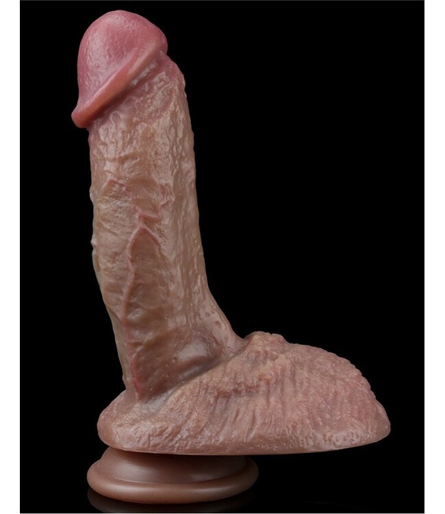 Rimba LoveToy - Dual Layered Siliconen Dildo 19.5 cm (Ø 4.5 cm) - Bruin