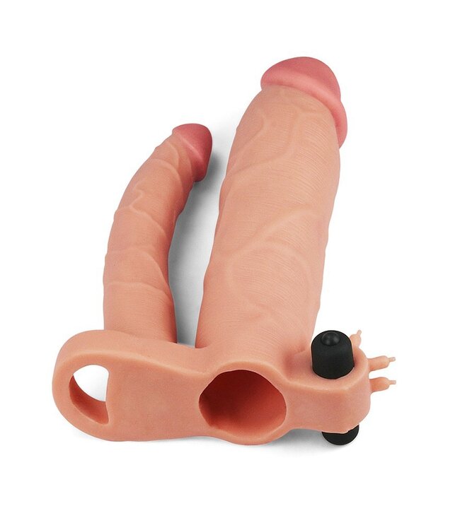 Rimba LoveToy - Pleasure X Tender Vibrating Double Penis Sleeve + 7.6 cm - Nude