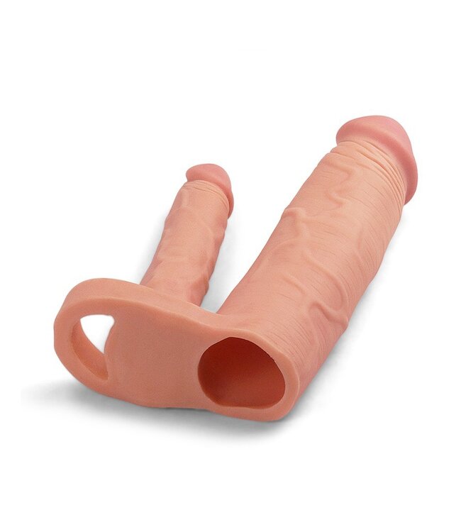 Rimba LoveToy - Pleasure X Tender Double Penis Sleeve + 5 cm - Nude