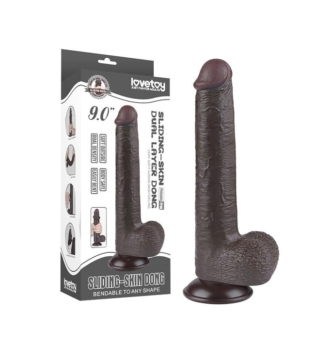 Rimba LoveToy - Sliding Skin Dildo 22.8 cm - Zwart