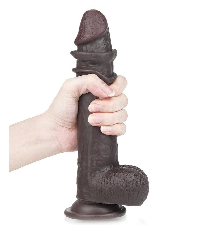 Rimba LoveToy - Sliding Skin Dildo 23 cm - Zwart