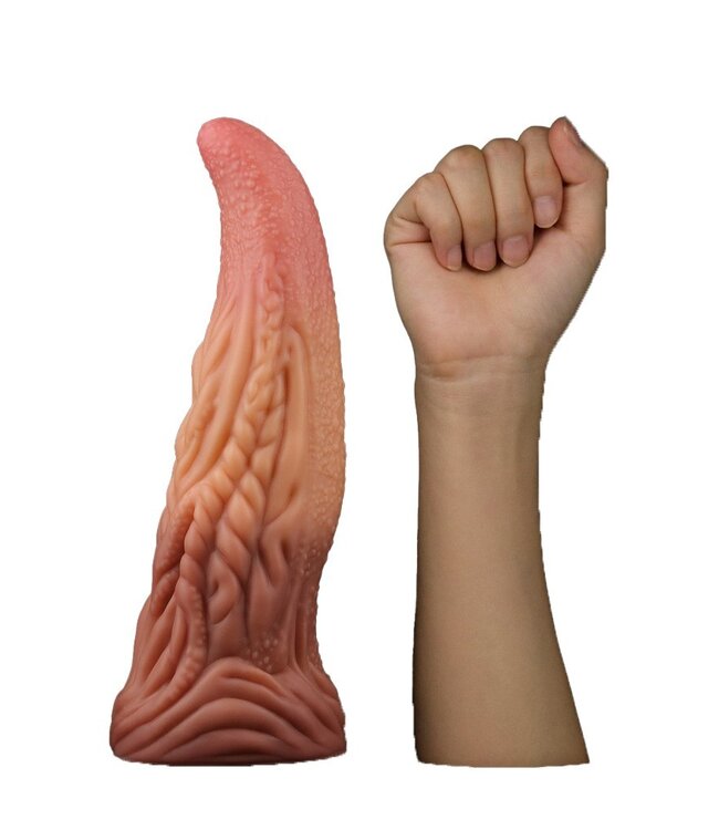 Rimba LoveToy - Dildo met Tong 25.4 cm - Nude/Bruin