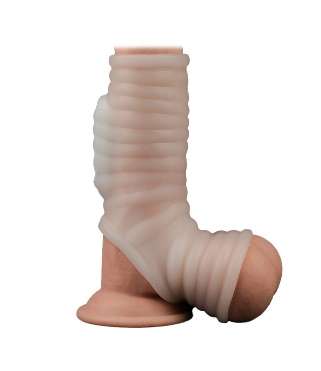 Rimba LoveToy - Wave Knights Ring - Vibrerende Penis Sleeve - Wit