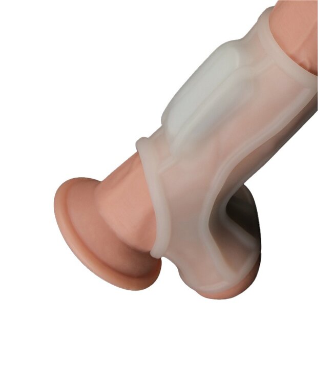 Rimba LoveToy - Ridge Knights Ring - Vibrerende Penis Sleeve - Wit