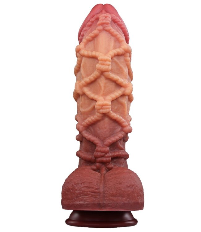 Rimba LoveToy - Extreme Dildo met Touw Motief 26.5 cm - Bruin & Nude