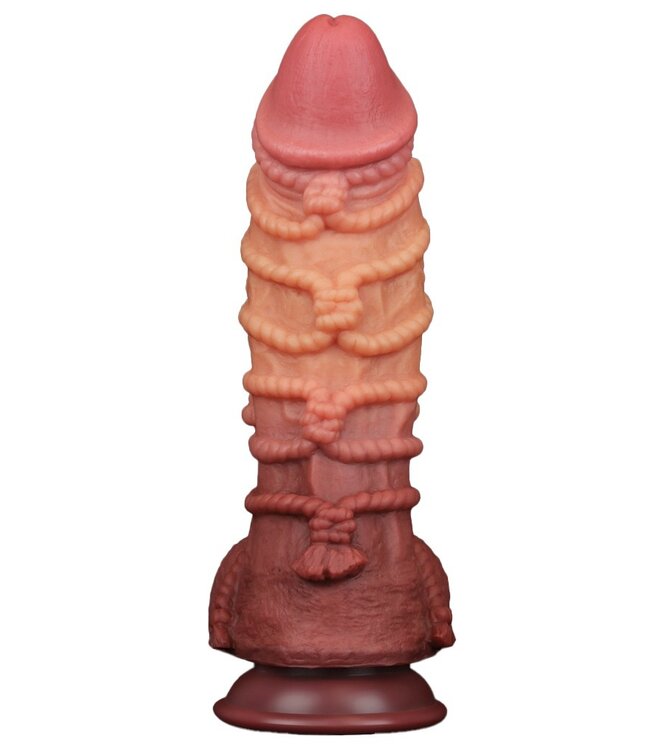 Rimba LoveToy - Extreme Dildo met Touw Motief 26.5 cm - Bruin & Nude