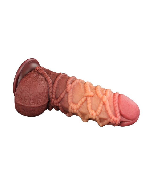 Rimba LoveToy - Extreme Dildo met Touw Motief 24 cm - Bruin & Nude