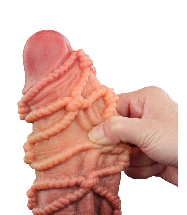 Rimba LoveToy - Extreme Dildo met Touw Motief 24 cm - Bruin & Nude