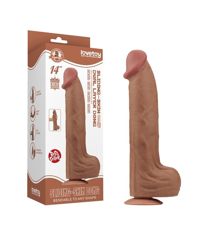 Rimba LoveToy - Sliding Skin Dildo 36 cm - Bruin