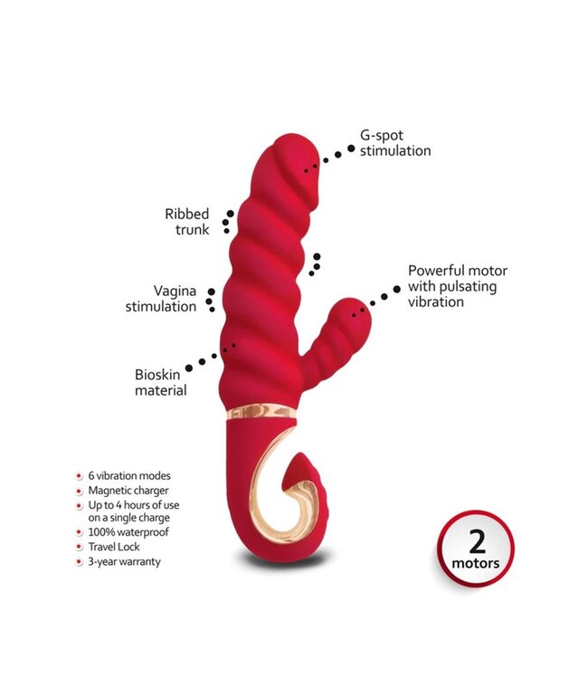 Rimba Gvibe - GCandy Mini - Geribbelde Rabbit Vibrator - Rood