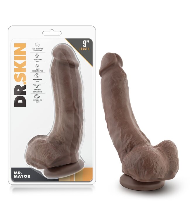 Dr Skin Dr. Skin - Mr. Mayor Dildo Met Zuignap 22,8 cm - Chocolate