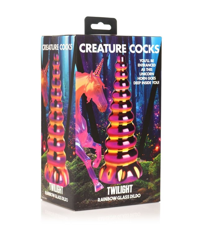XR Brands Creature Cocks - Twilight Regenboog Glazen Dildo