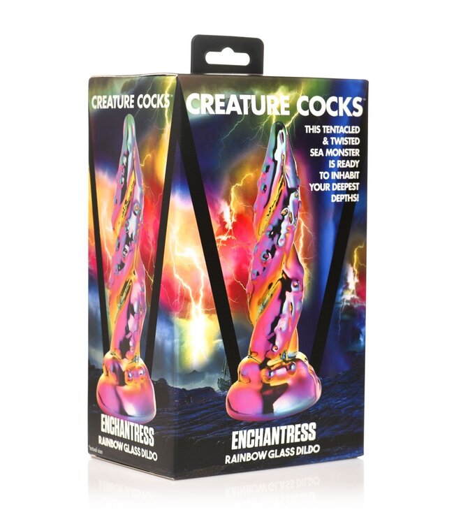 XR Brands Creature Cocks - Betoverende Regenboog Glazen Dildo - Geel & Roze
