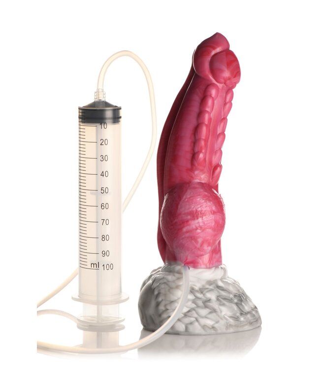 XR Brands XR Brands - Resurrector Phoenix Spuitende Siliconen Dildo - Rood/Wit