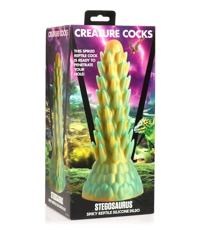 XR Brands Stegosaurus Spiky Reptiel Dildo - Groen