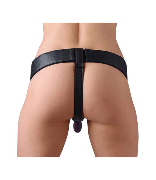 XR Brands Strap U - Leren Strap On Harnas - Zwart