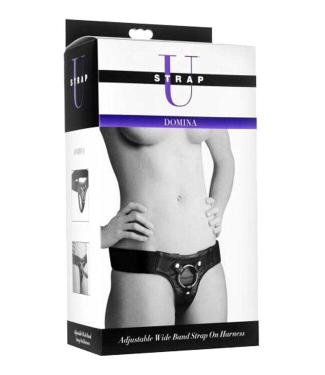 XR Brands Strap U - Leren Strap On Harnas - Zwart