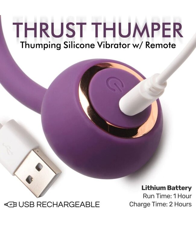 XR Brands Thru Thumper Stotende Siliconen Vibrator met Afstandsbediening
