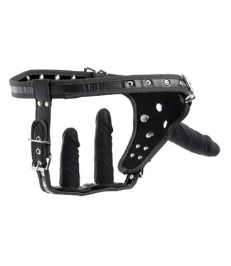 XR Brands Double Penetration Strap On Harnas - Zwart
