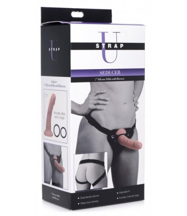 XR Brands Seducer Siliconen Dildo Met Harnas - 18 cm