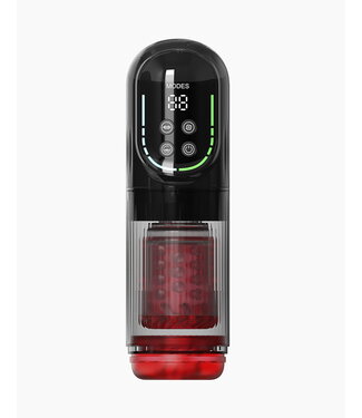 Rimba Rimba Toys – Orgastobator 07 Mannelijke Masturbator – Zwart, Transparant & Rood