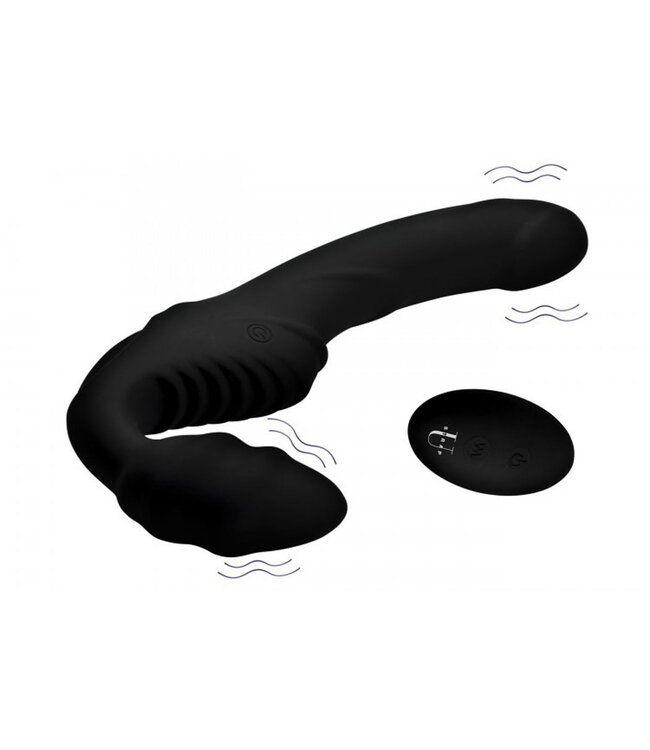 XR Brands Pro Rider Strapless Strap-on Vibrator - Zwart