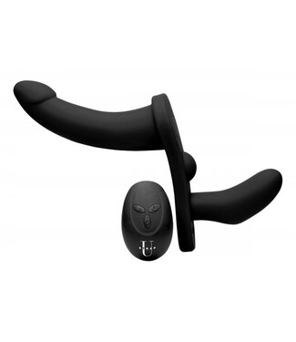 XR Brands Double Take - Dubbele Vibrerende Strap-On - Zwart