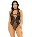 Leg Avenue Visnet Kanten Bodysuit - Zwart