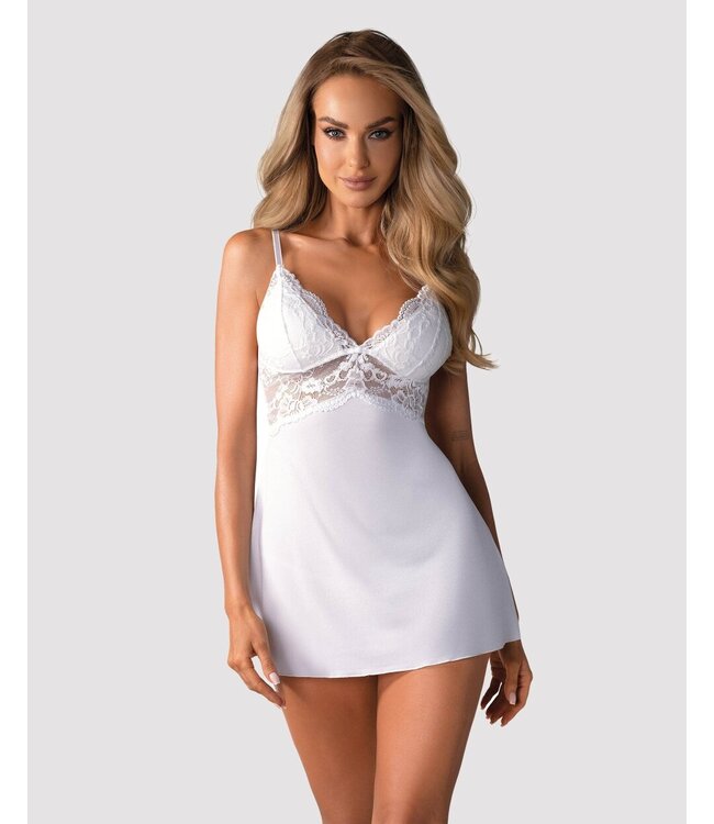 Obsessive Obsessive - Babydoll Setje Met Kant - Wit