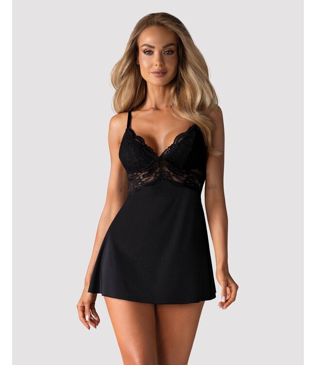 Obsessive Obsessive - Babydoll Setje Met Kant - Zwart