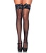 Leg Avenue Klassieke Kousen met Kant en Strik - Zwart