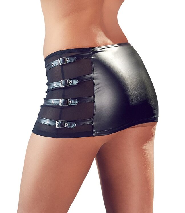 Cottelli Collection Wetlook Mini Rok Met Riempjes