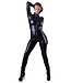 Cottelli Collection Wetlook Catsuit Met Lange Mouwen En Rits - Zwart