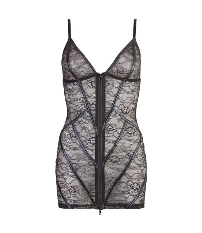 Cottelli Collection Cottelli Collection - Kanten Mini Jurk Met Rits