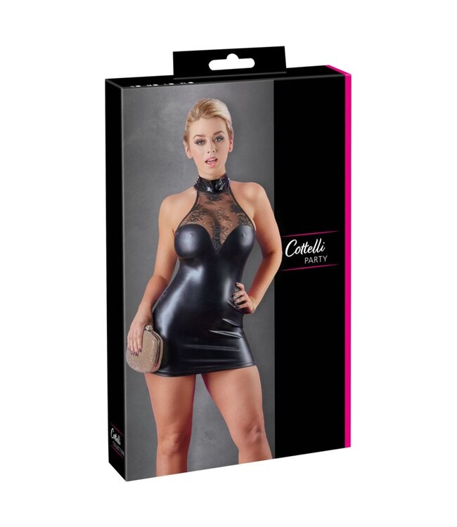 Cottelli Collection Cottelli Collection - Wetlook Mini Halterjurkje Met Kant