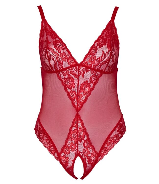 Cottelli Collection Body Met Open Kruisje - Rood