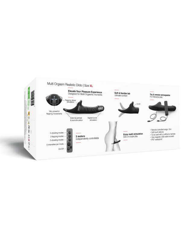 Rimba Strap-On-Me - Multi Orgasm Realistic Dildo - Maat XL - Zwart