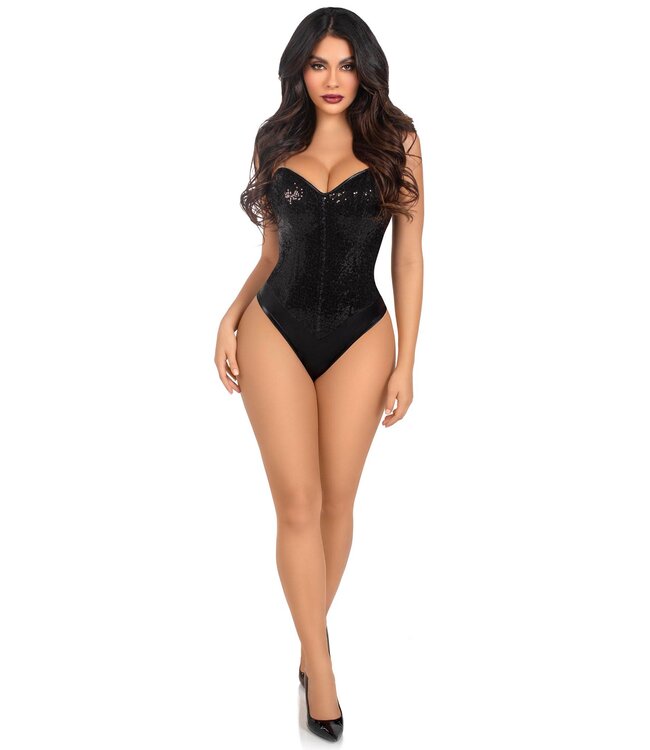 Leg Avenue Sequin Boned Crotch Bodysuit